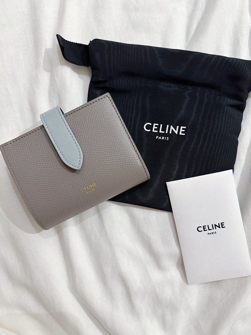 Small Strap Wallet In Bicolour Grained Calfskin - CELINE