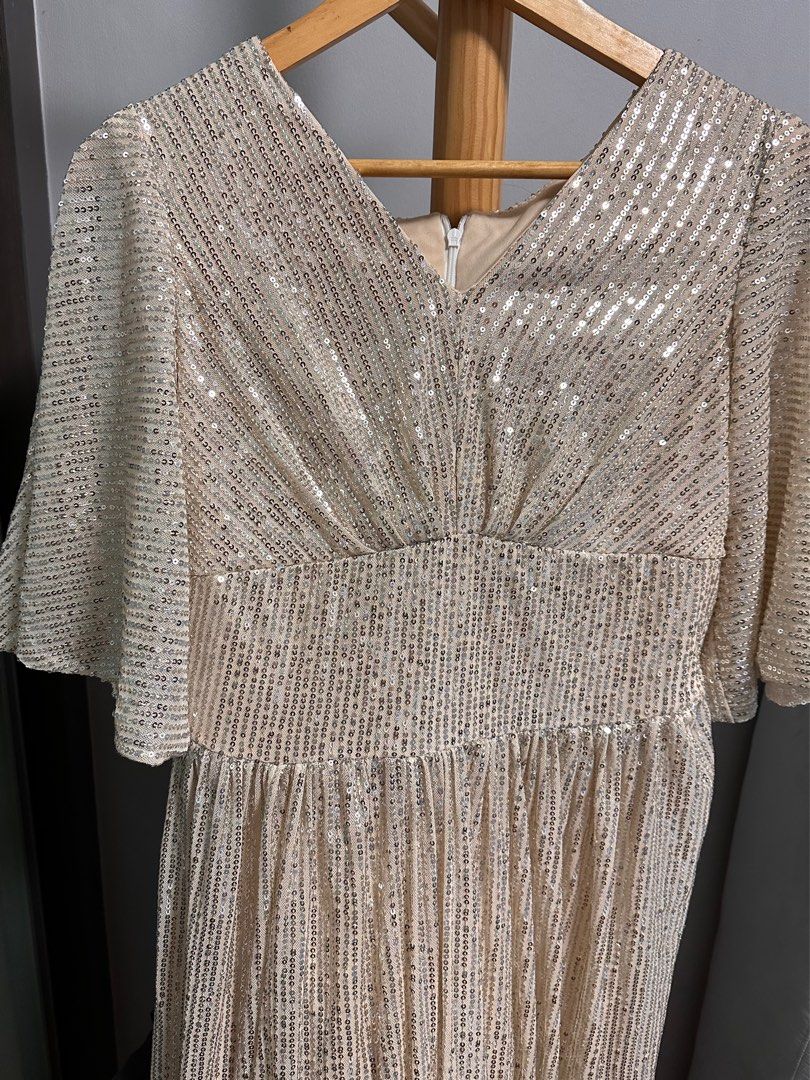 Adrianna papell chainmail knit dress gold shop