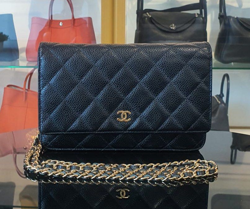 Chanel Wallet on Chain in Caviar Leather Black and Silver Hardware