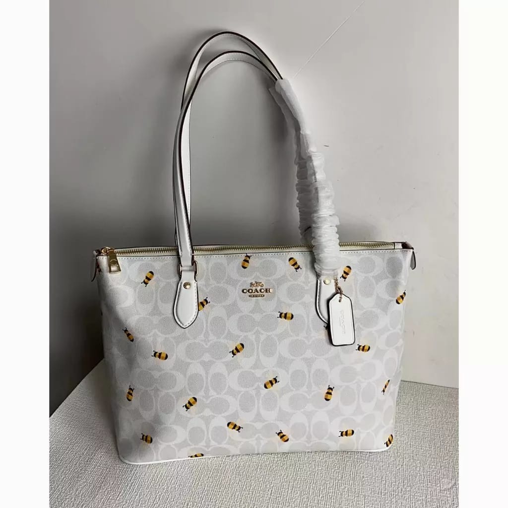 COACH®  Gallery Tote In Signature Canvas With Bee Print