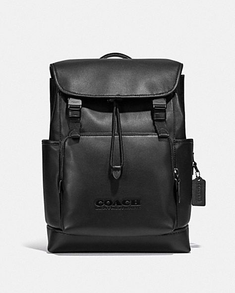 Leather coach backpack men