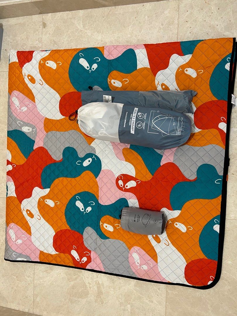 Decathlon Arpenaz 2 person tent, 190x190cm plaid waterproof rug