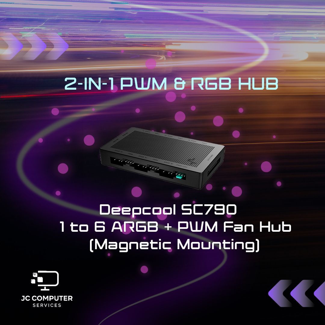 Deepcool SC790, 1 to 6 ARGB + PWM Fan Hub (Magnetic Mounting ...