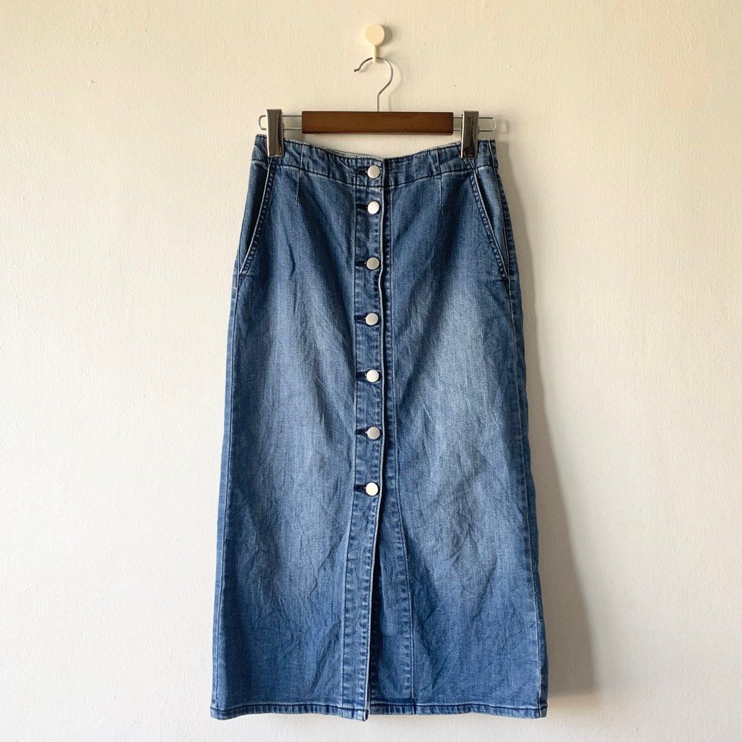 Uniqlo denim midi skirt new arrivals