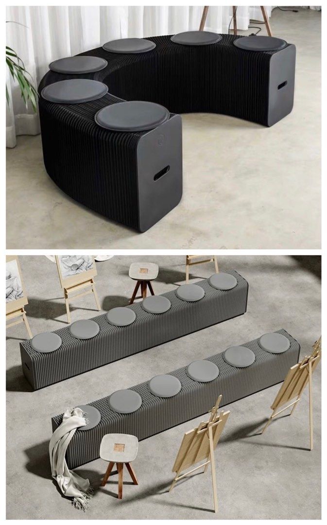 Event Bench Folding Dining Bench 6 or 9 seater H42cm Expandable Foldable Accordion Foldaway Paper Bench Folding Bench
