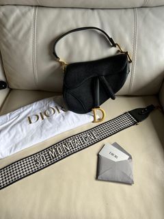 BNIB Dior Saddle Pouch with strap Beige and Black Oblique Jacquard