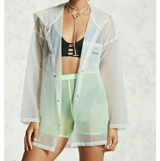 Forever 21 The Strange Tour Transparent Nylon Jacket with Hood Shopee Checkout Available