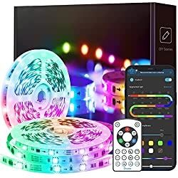 Govee RGBIC LED Strip Lights, 32.8FT Bluetooth Segmented DIY Control Color Changing LED Lights with Music Mode, Timer, App and Remote Control for Bedroom, Living Room, Party, Home Decor (2×16.4FT)