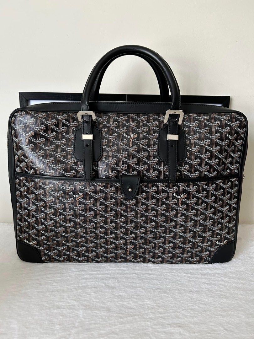 Goyard Black Ambassade MM Document Bag (Category: Luxury Bags & Wallets) located in Manila. Submitted by bagislifeshop (Listing ID 1232201803, Image 2). Description: ▪️Goyard Black Ambassade MM Document Bag▪️ ☑️Available in Pampanga ✅Condition: 8.5/10 ✅Colour: Black in SHW ✅Material: Goyardine Canvas & Chevron Calfskin ✅Dimensions: 41 x 29 x 10cm ✅Inclusions: Dust bag, lock and keys .
