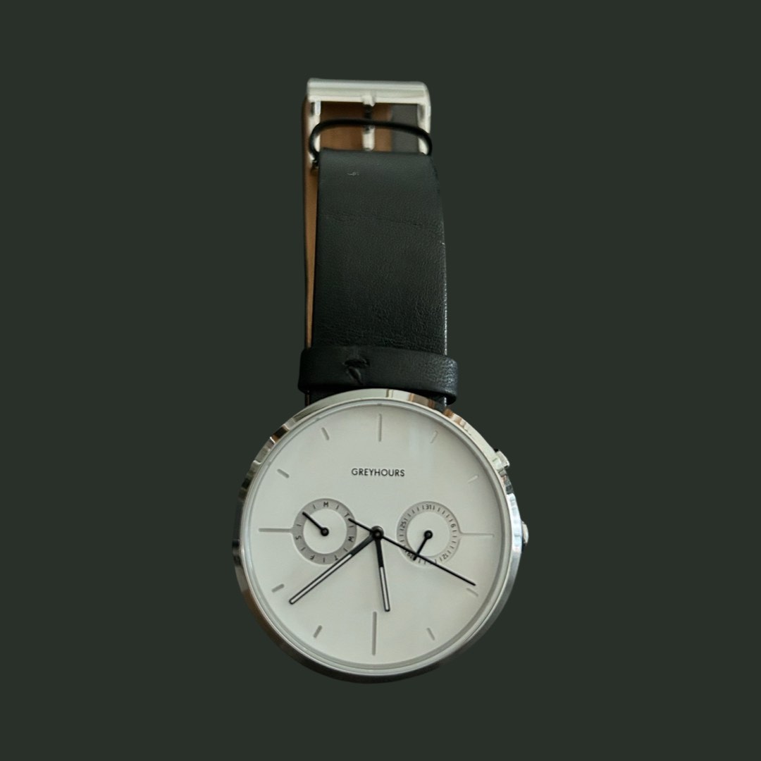 Greyhours Watch Black Leather Strap Men s Fashion Watches
