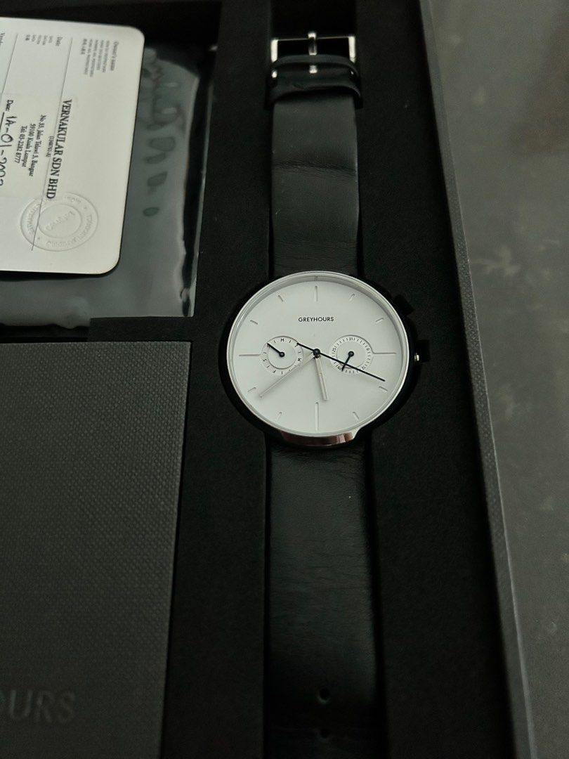 Greyhours Watch Black Leather Strap Men s Fashion Watches