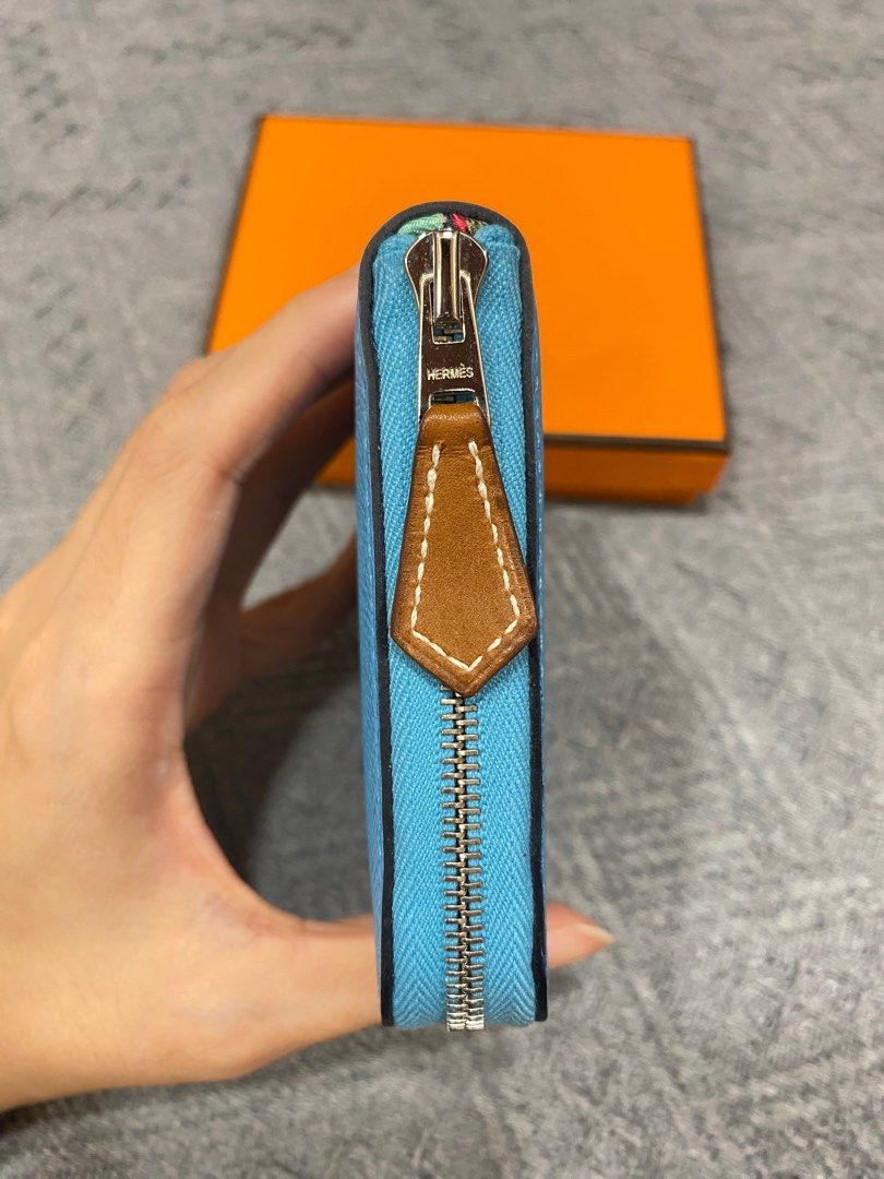 Hermes Silkin wallet bleu de nord