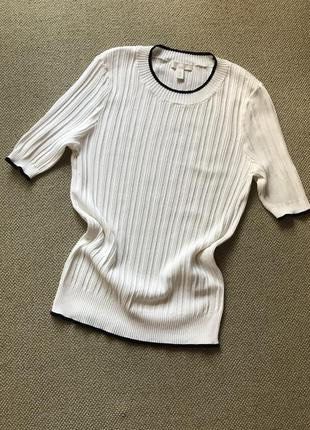 H&M 黑色滾邊白色針織上衣