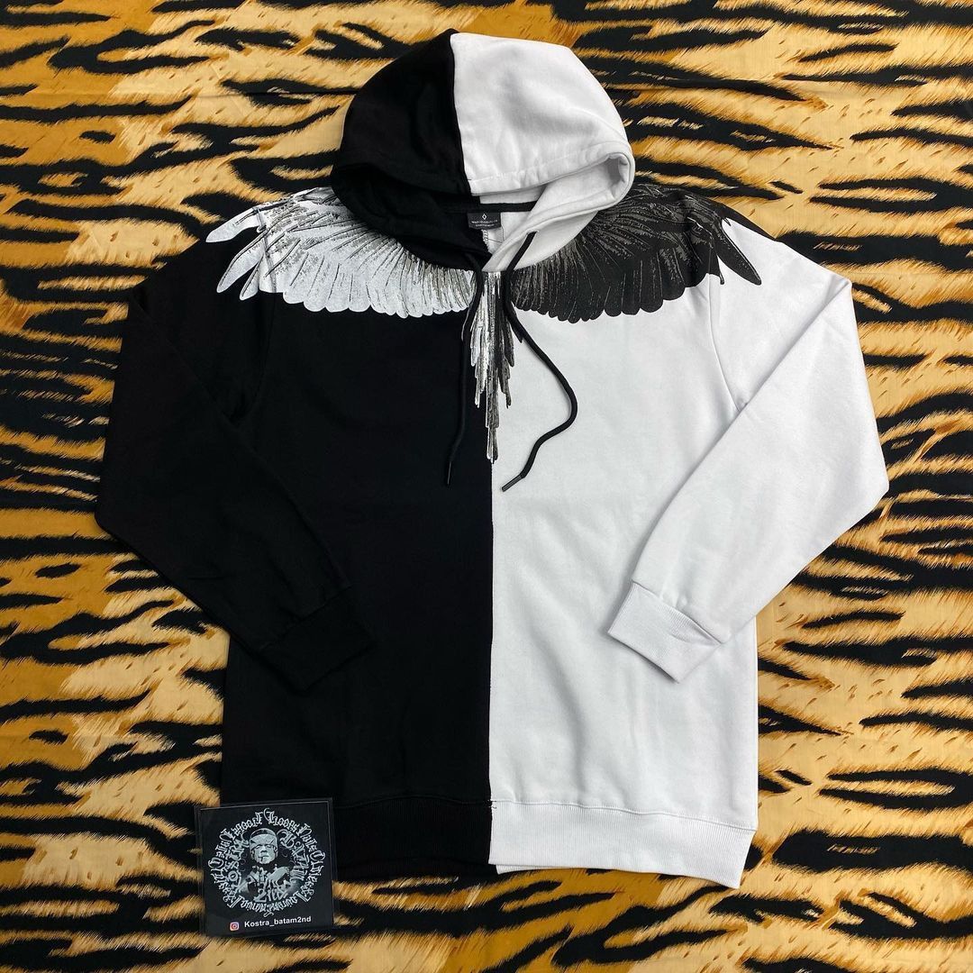 Zip Hoodie Marcelo Burlon Hoodie Black And White Marcelo Burlon