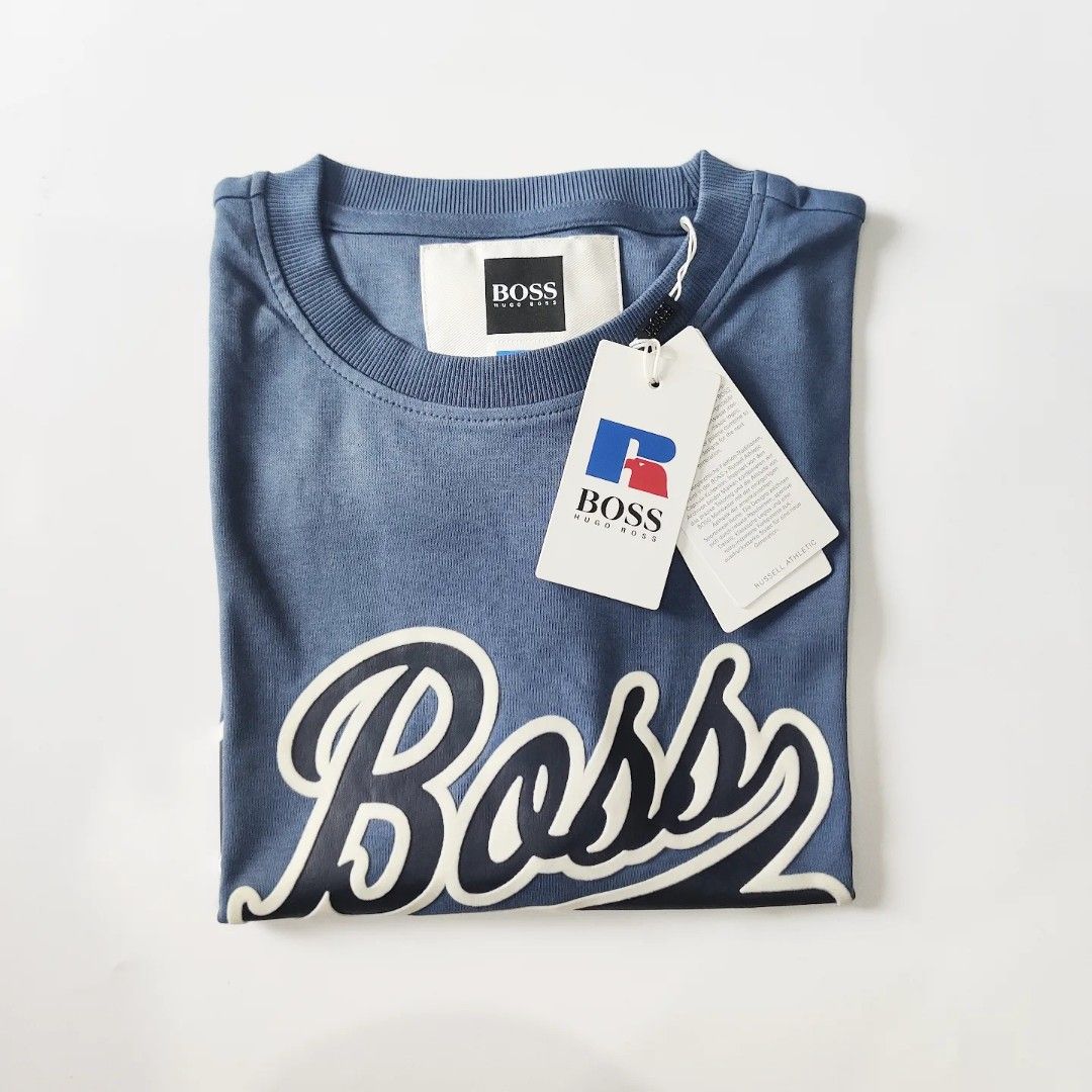 Boss X Russell Athletic Unisex Relaxed-Fit T-Shirt in Dark Blue-2XL