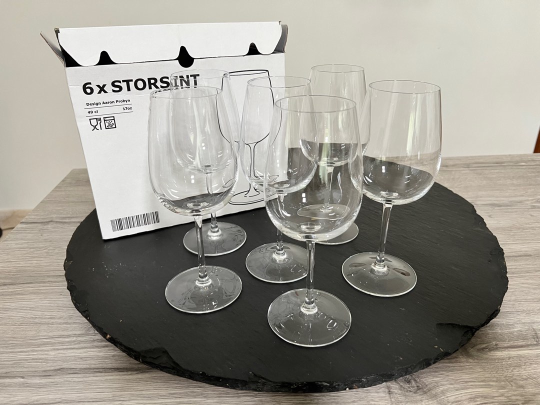 IKEA STORSINT wine glasses 49cl 17 oz, Furniture & Home Living