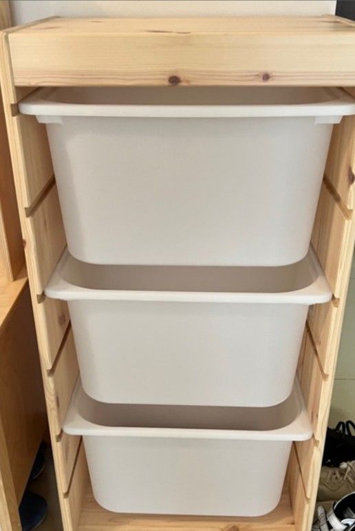 Ikea Trofast rack with 3 white basket, Furniture & Home Living