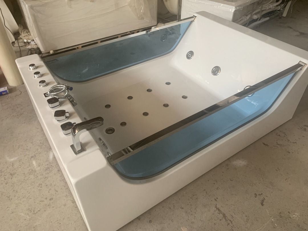 Indoor Bathtub Jacuzzi with Complete fittings including headrest/ Drainer and Mixer Valve on