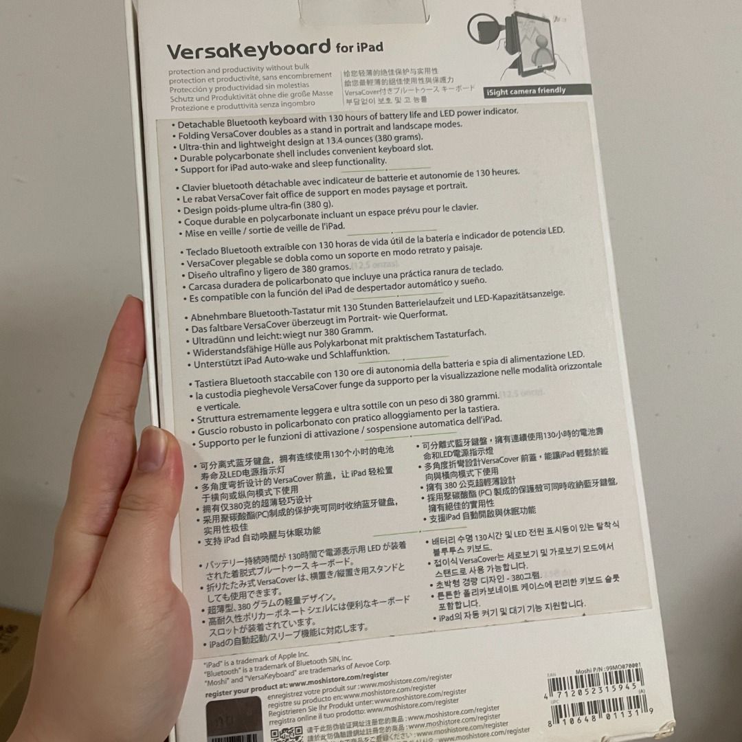 IPAD KEYBOARD EXTENSION MOSHI VERSAKEYBOARD FOR IPAD TABLET, Mobile