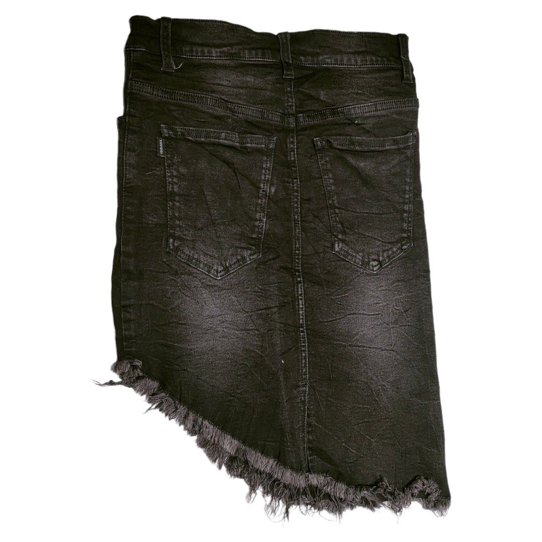 IRREGULAR RIPPED BLACK DENIM SKIRT Women s Fashion Bottoms