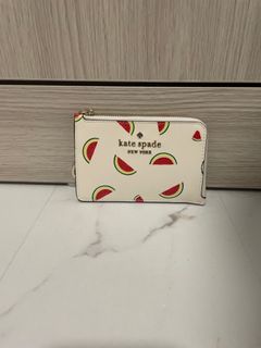 Kate Spade Stacie Watermelon Party Print Card Holder Leather KB554 Cream  New P2