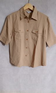 Kemeja cewe lengan pendek Bahan tebal