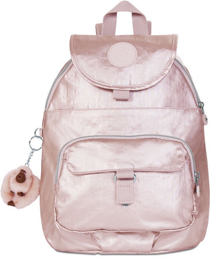 Rose gold kipling backpack top