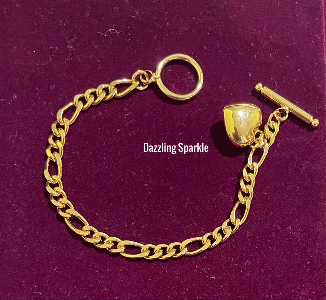 Gold plated figaro bracelet hotsell