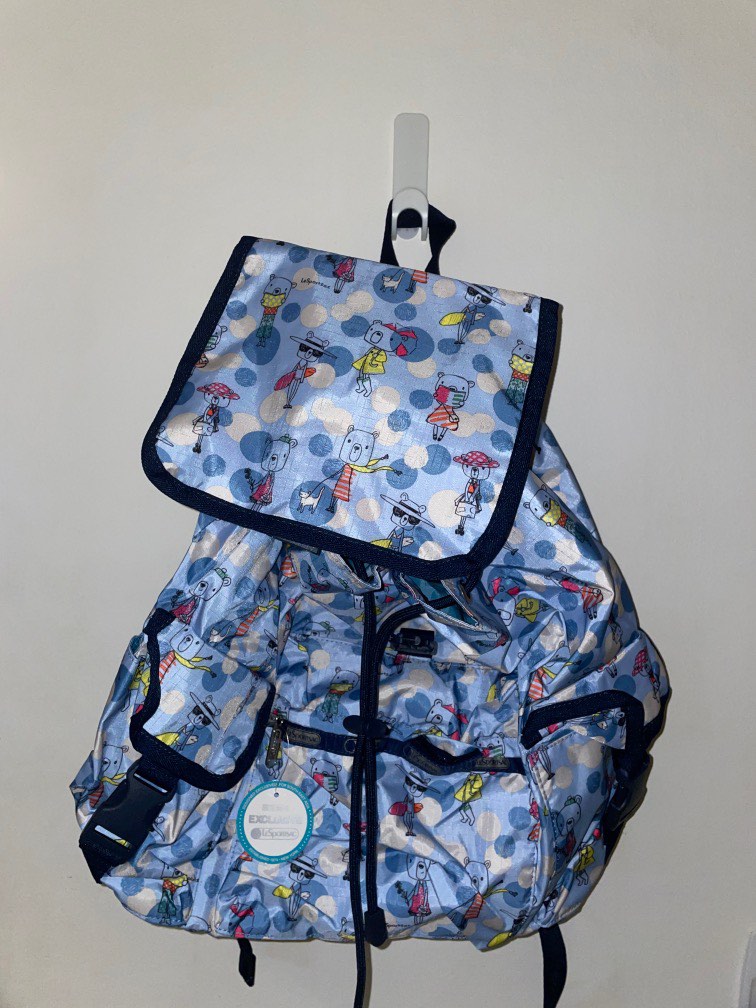 lesportsac singapore exclusive voyager blue bear backpack, Women's