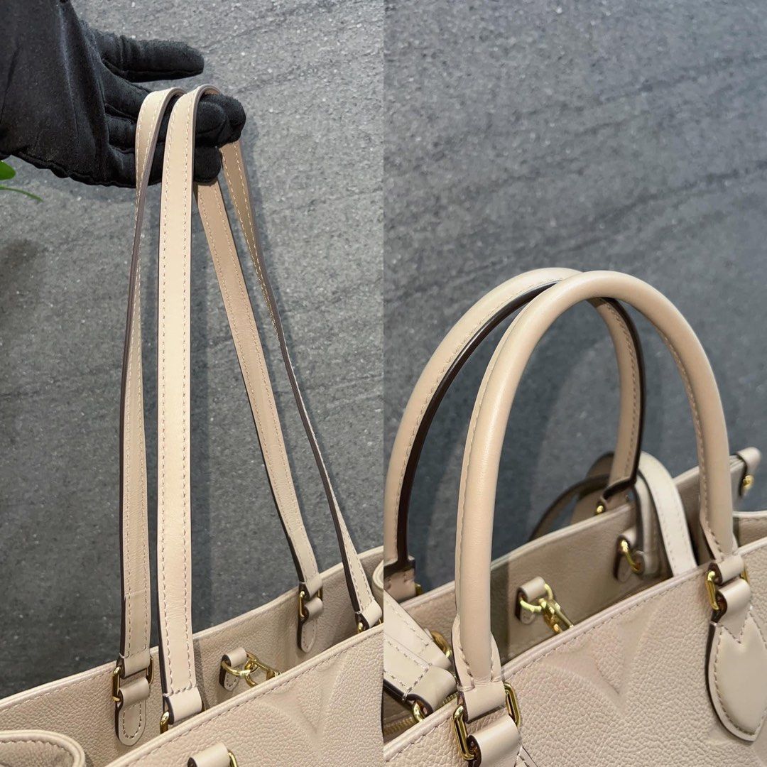 Louis Vuitton OnTheGo mm Giant Monogram Leather Tote Shoulder Bag Bicolor
