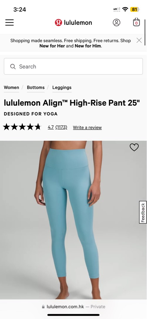 lululemon Align™ High-Rise Pant 25, Pink Lychee