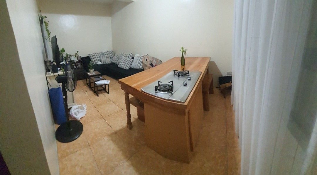 Mahogany Wood Islander Dining Table Set with Cook Top (Category: Tables & Sets) located in Quezon City. Submitted by tipidiety (Listing ID 1232167686, Image 1). Description: Mahogany Wood Dining Table Set with Cook Top Features and inclusion: 📌Custom built 📌Table top wood measures 6ft L x 3ft W x 2 in thick 📌Table height is 33in 📌1 Long Bench 📌1 Short Bench 📌3 Islander Legs 📌1 gas storage/cabinet 📌Double Burner Rinai Cook Top (Igniter on 