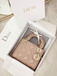 Lady Dior Mini Blush Cannage Lambskin Mini Bag Ghw - 2023 ( Barely