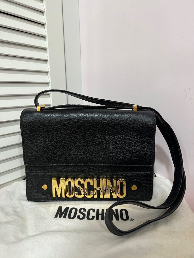 Moschino Black Leather Shoulder Cross body Bag