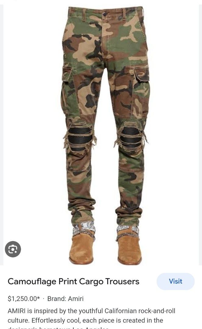 NEW! AMIRI by MIKE AMIRI BIKER CARGO PANTS | Woodland Print Camo Slim ...