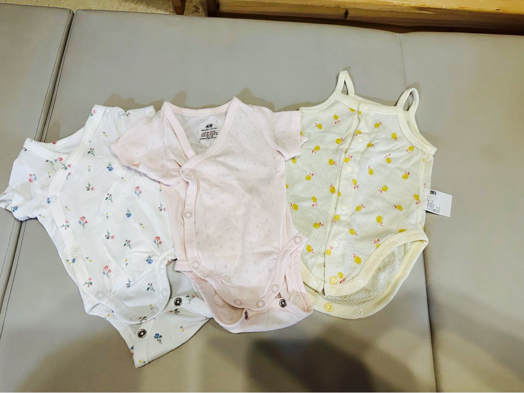 Newborn Baby onesies H&M and Uniqlo (3 pcs), Babies & Kids, Babies