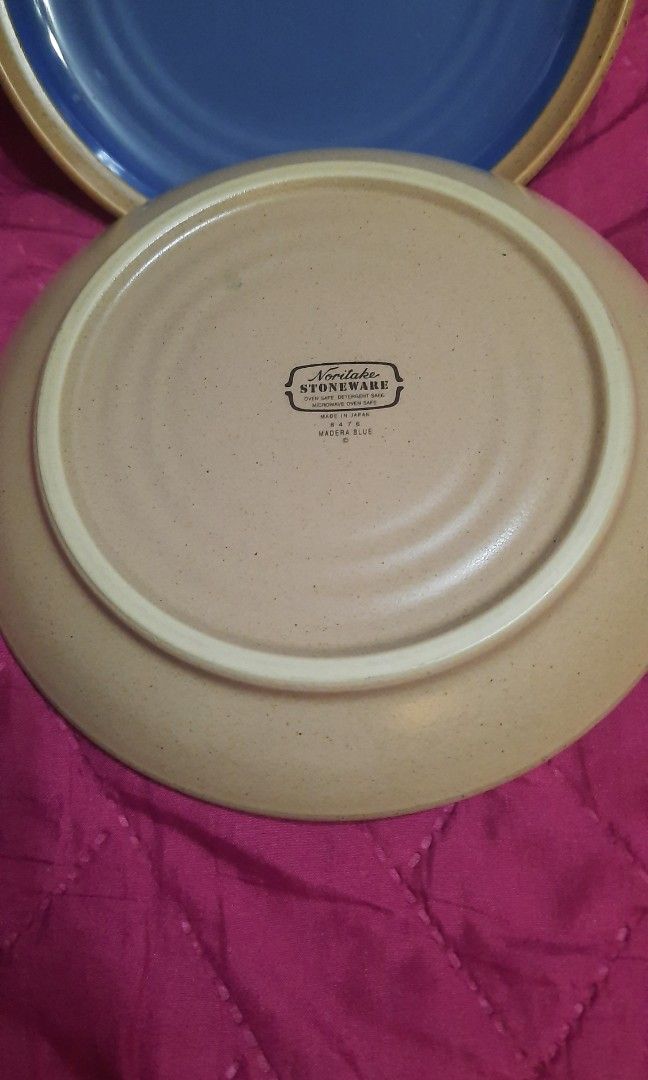 Noritake Madera blue stoneware pasta plate,oven,microwave safe 8