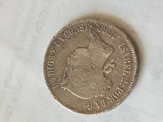 Old 1868 spanish philippine coin Isabel II 50Cs de peso