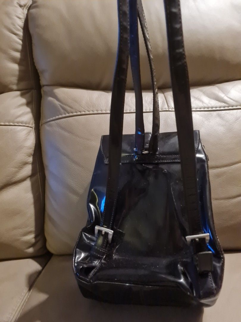 Prada Mini Backpack Authentic #Prada #Authentic #Original (Category: Luxury Bags & Wallets) located in Dasmarinas. Submitted by iConiC_Collection (Listing ID 1232195904, Image 2). Description: Small Backpack for women/girls super cute and fashionable (see picture when worn) color -Ebano ( dark brown/combination of brown and black) material- vernice (exterior), gamosa (interior) inclusion - authenticity card slightly negotiable.