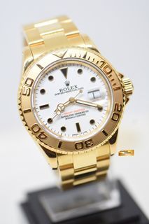 ROLEX OYSTER PERPETUAL YACHTMASTER 40mm YELLOW GOLD BRACELET WHITE DIAL 16628 (MINT)