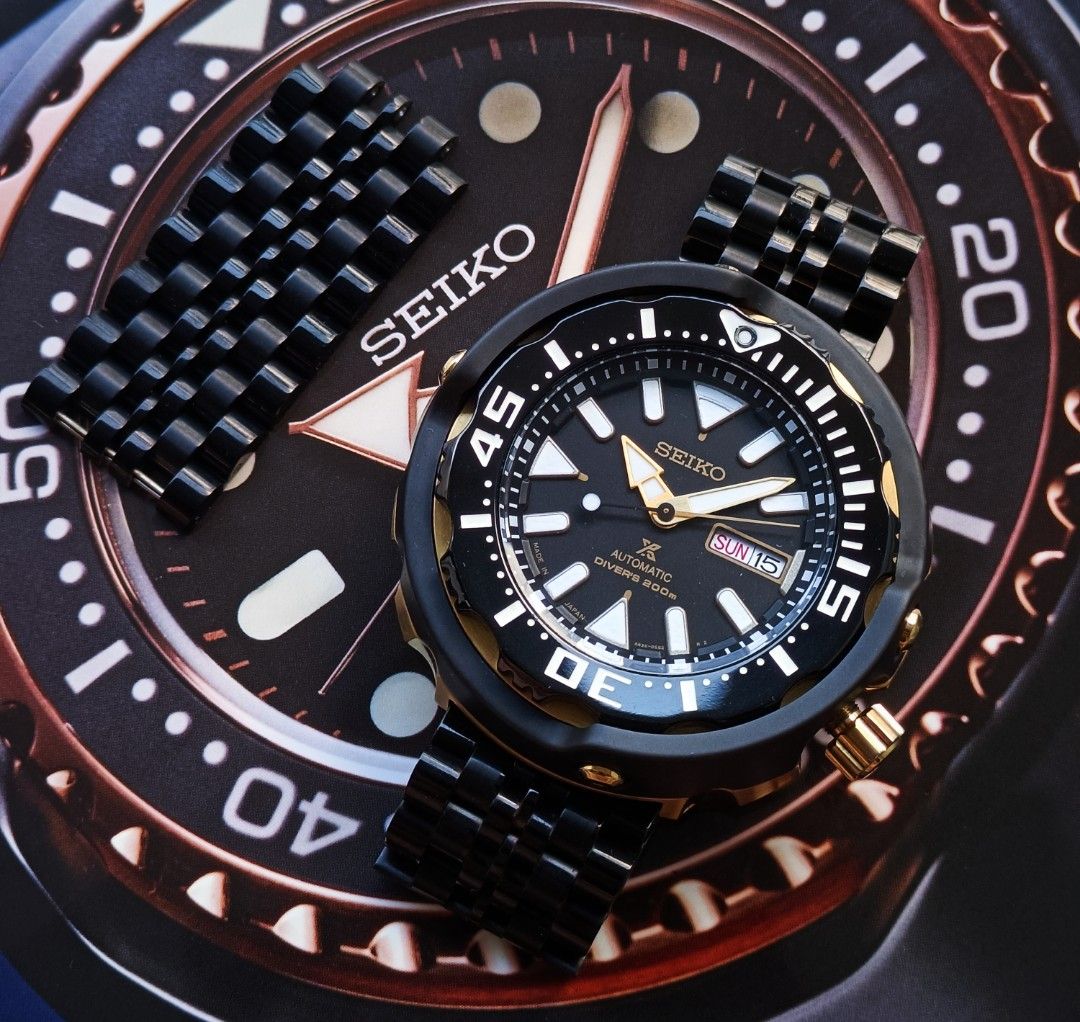 SRPA82J1 Seiko Tuna Gold Black Automatic Prospex Divers Watch