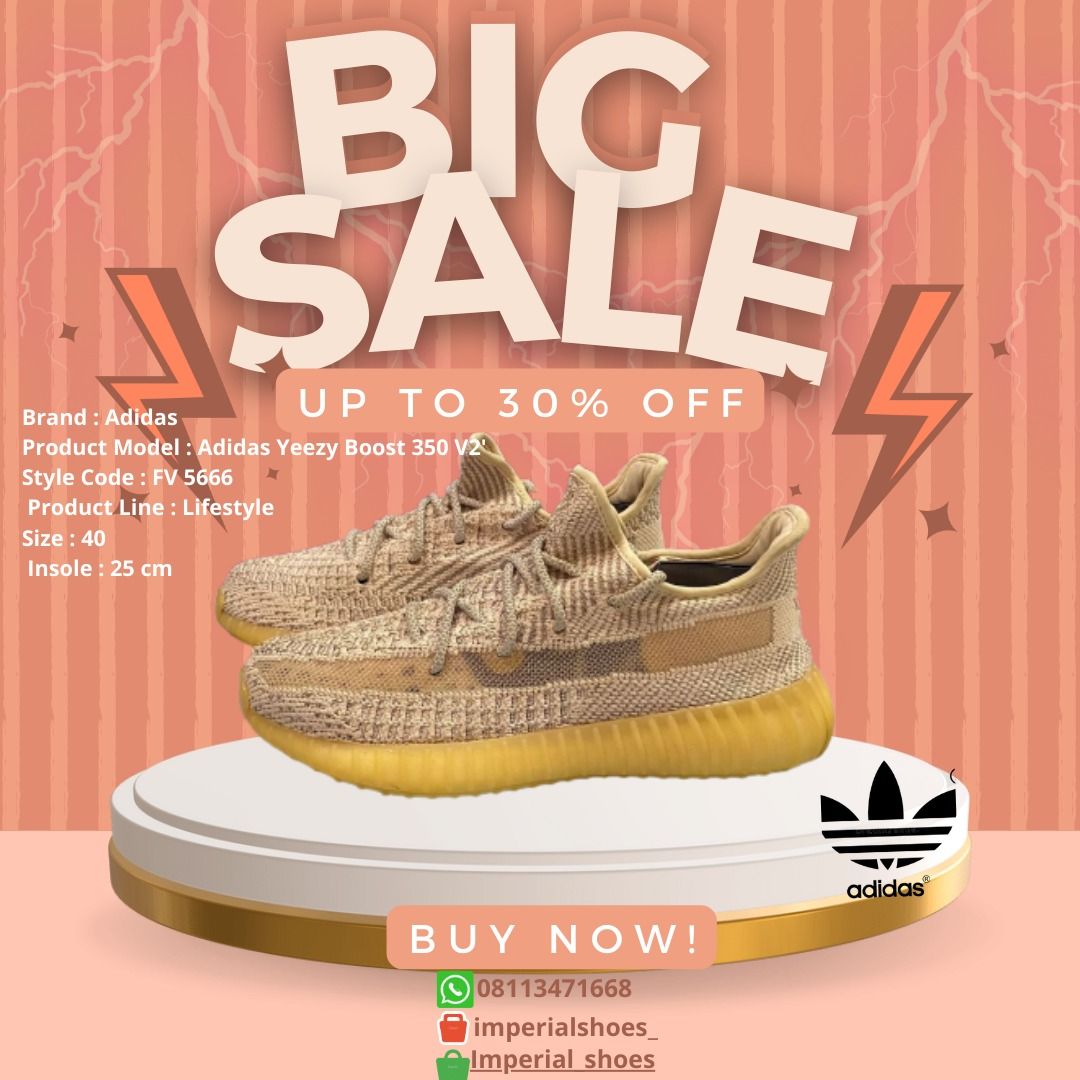 Sepatu Adidas Yeezy Original F5666 Boost 350 V2 Synth Ukuran 40