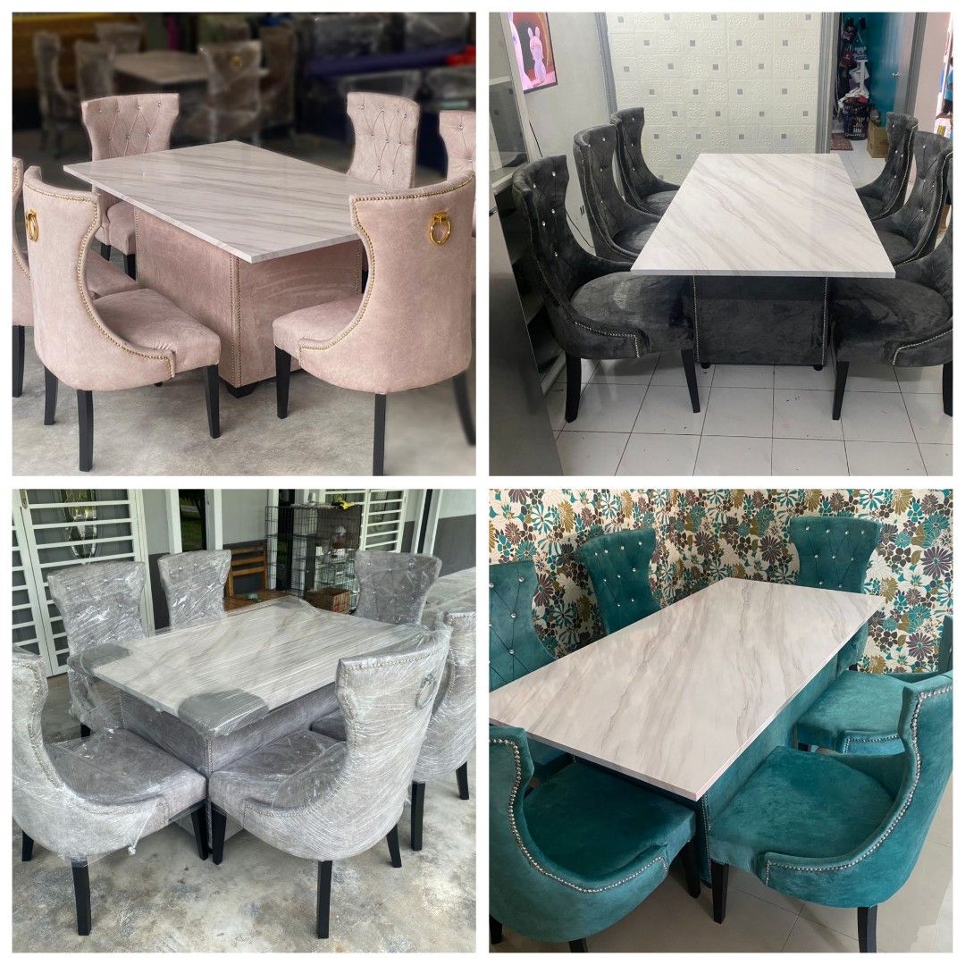 Set meja cheap makan chesterfield