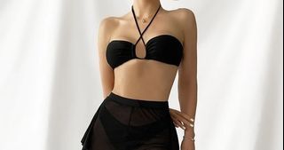 Shein Black Criss Cross Swimsuit Top Only