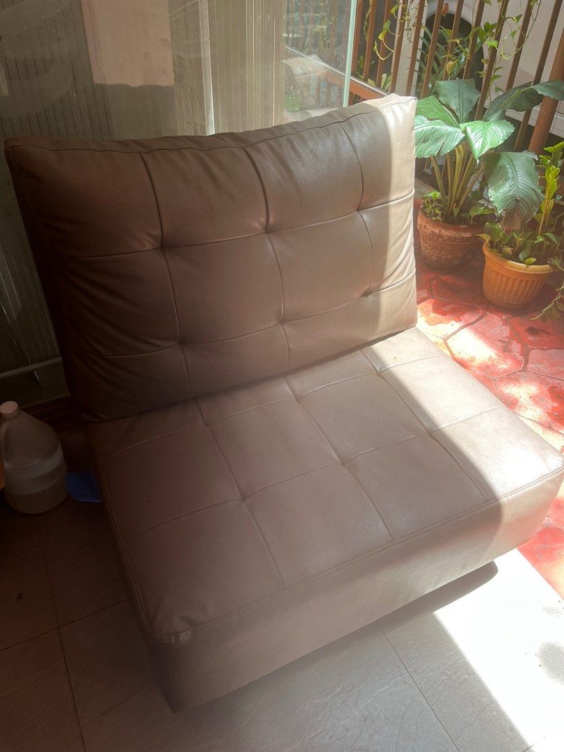 Soft leather sofa (Category: Sofas) located in Taguig. Submitted by joyce.prelovedph (Listing ID 1232168528, Image 3). Description: 2pcs leather sofa for 7k Brown soft leather RFS pulled out from a closed nail salon just stored needs cleaning no cracks on leather Bagong Ilog pasig city pick up Bdo and gcash payment .