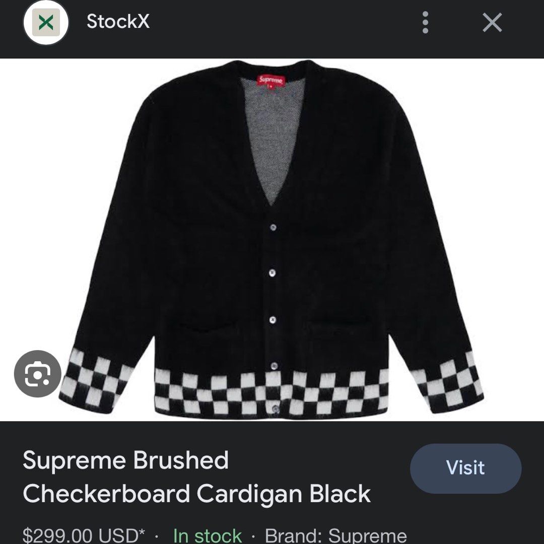 Supreme Brushed Checkerboard Cardigan Black