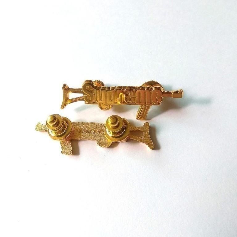 Supreme SS Gold Automatic Machine Gun Pin Badge, Men's Fashion, Watches ...