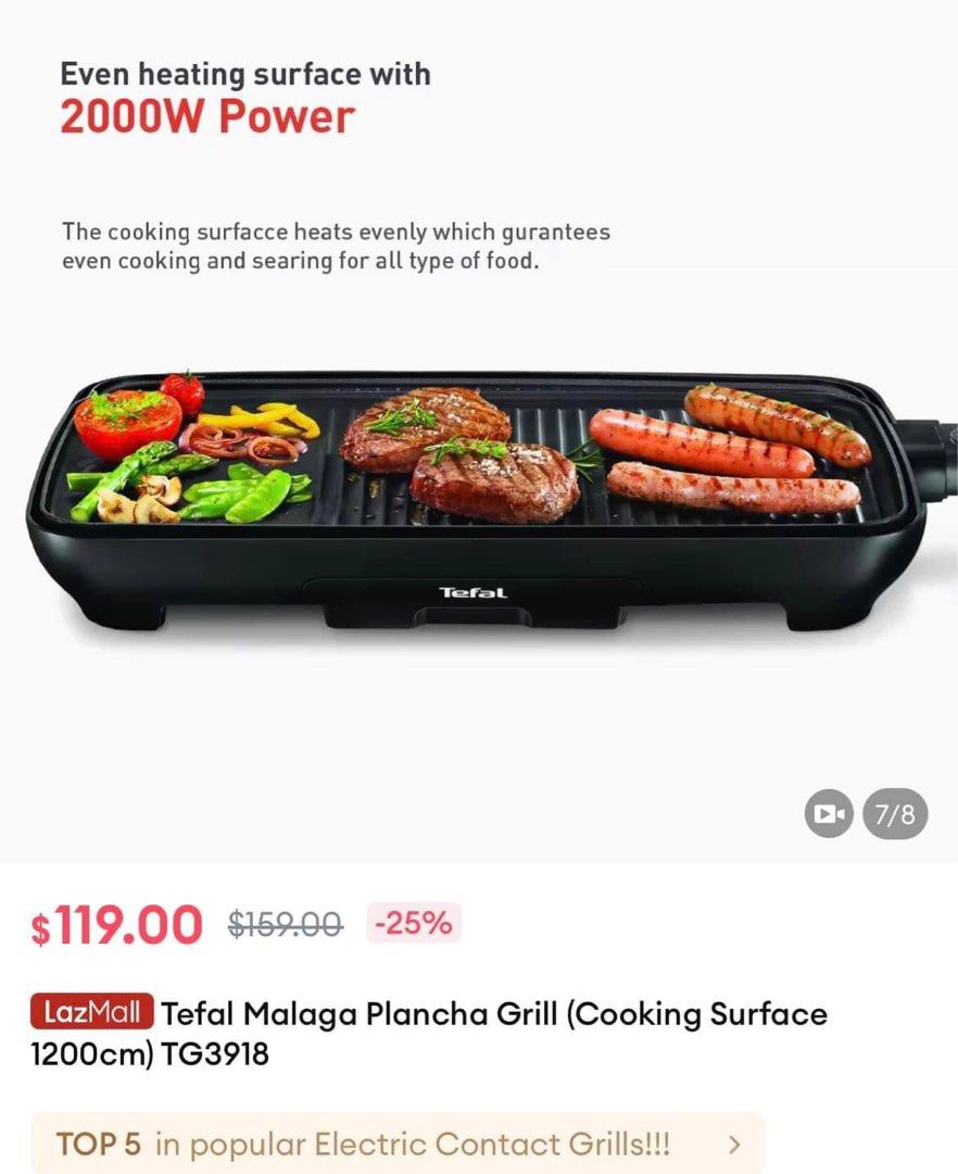 Tefal BBQ griller, TV & Home Appliances, Kitchen Appliances, BBQ