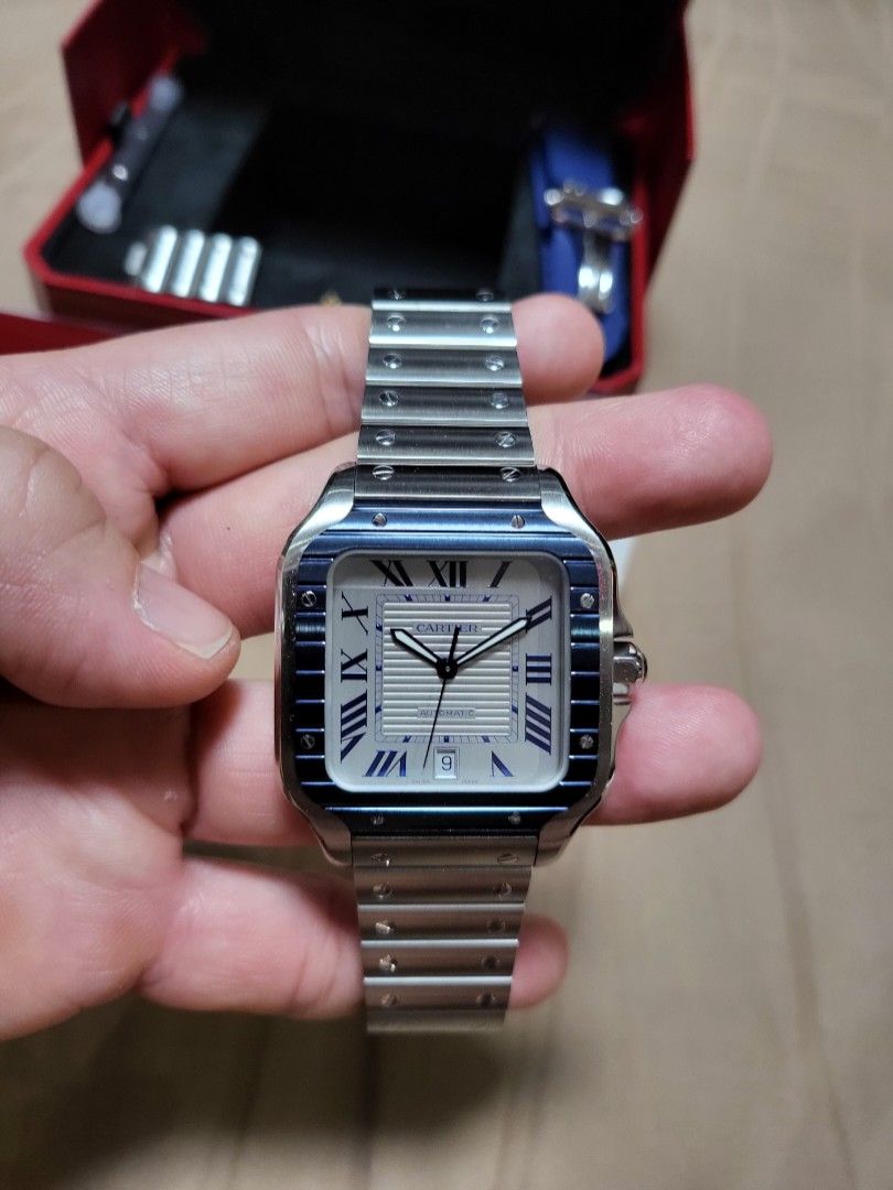 The Santos de Cartier Goes Blue from Strap to Bezel last discount before taking off market