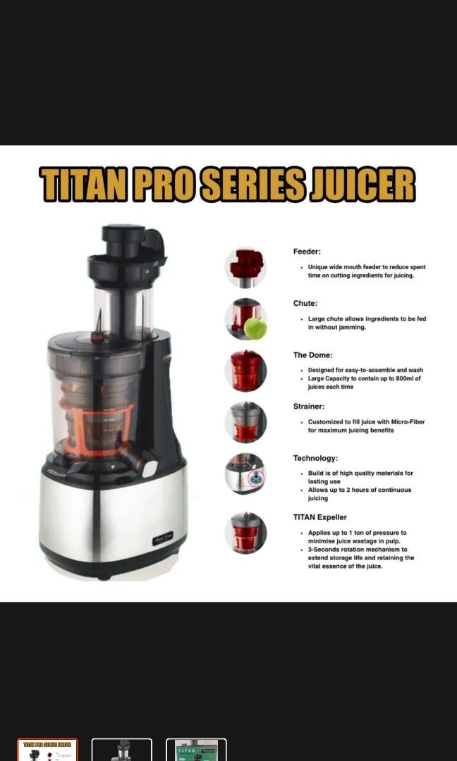 Titan Pro cold pressed juicer, TV & Home Appliances, Kitchen Appliances